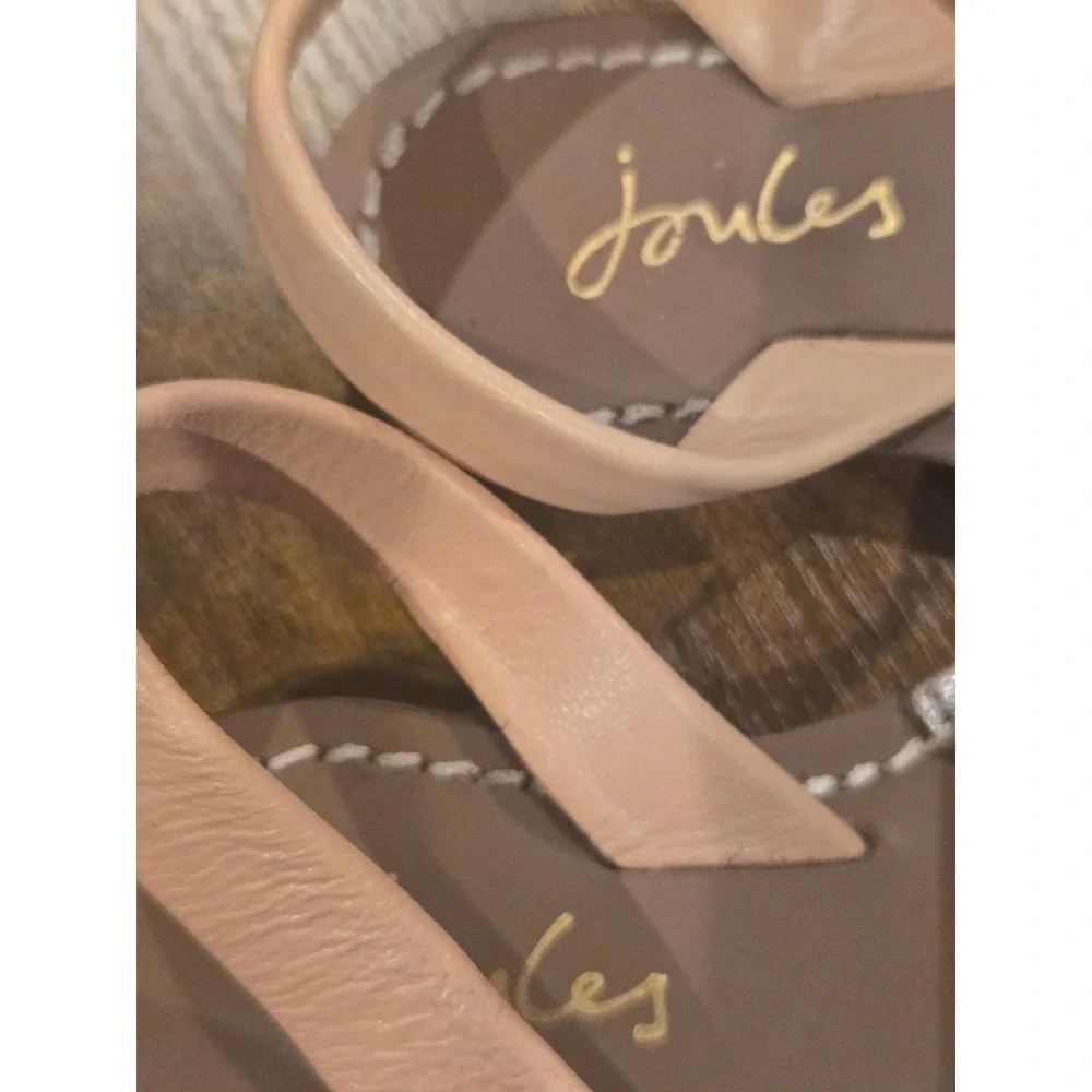 Joules Girls Silver Metallic Leather Avarca Sandals Slingback‎ Flats UK 8/ US 9